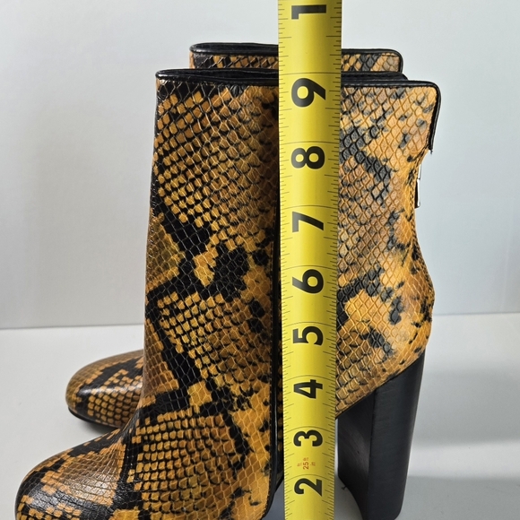 Aqua Womens Soren Leather Snakeprint High Heeled Boots Yellow 5.5 - Picture 5 of 7